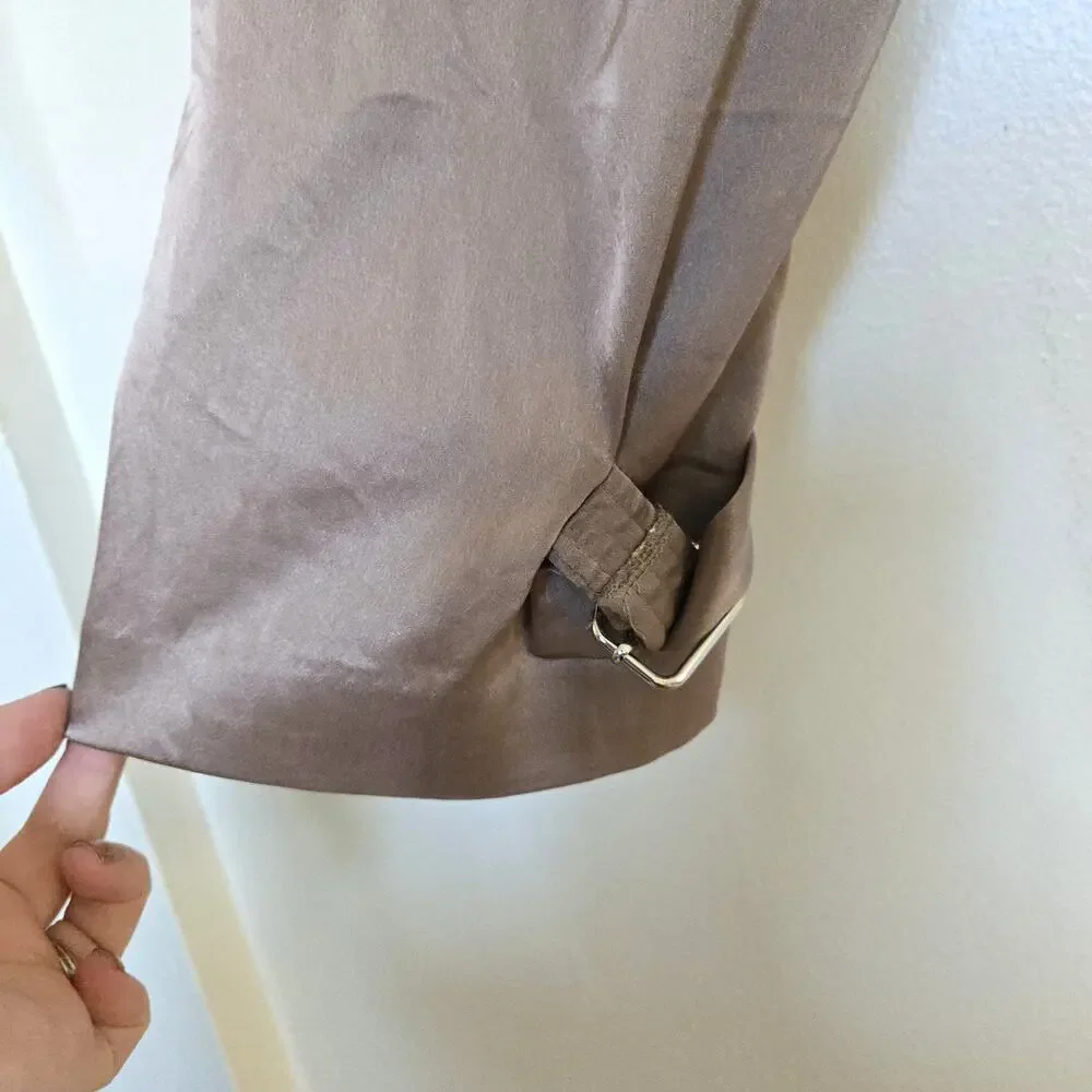 Babaton Aritzia Size 10 Champagne Taupe Refined Satin Cargo Wide Leg Pants - Picture 6 of 10